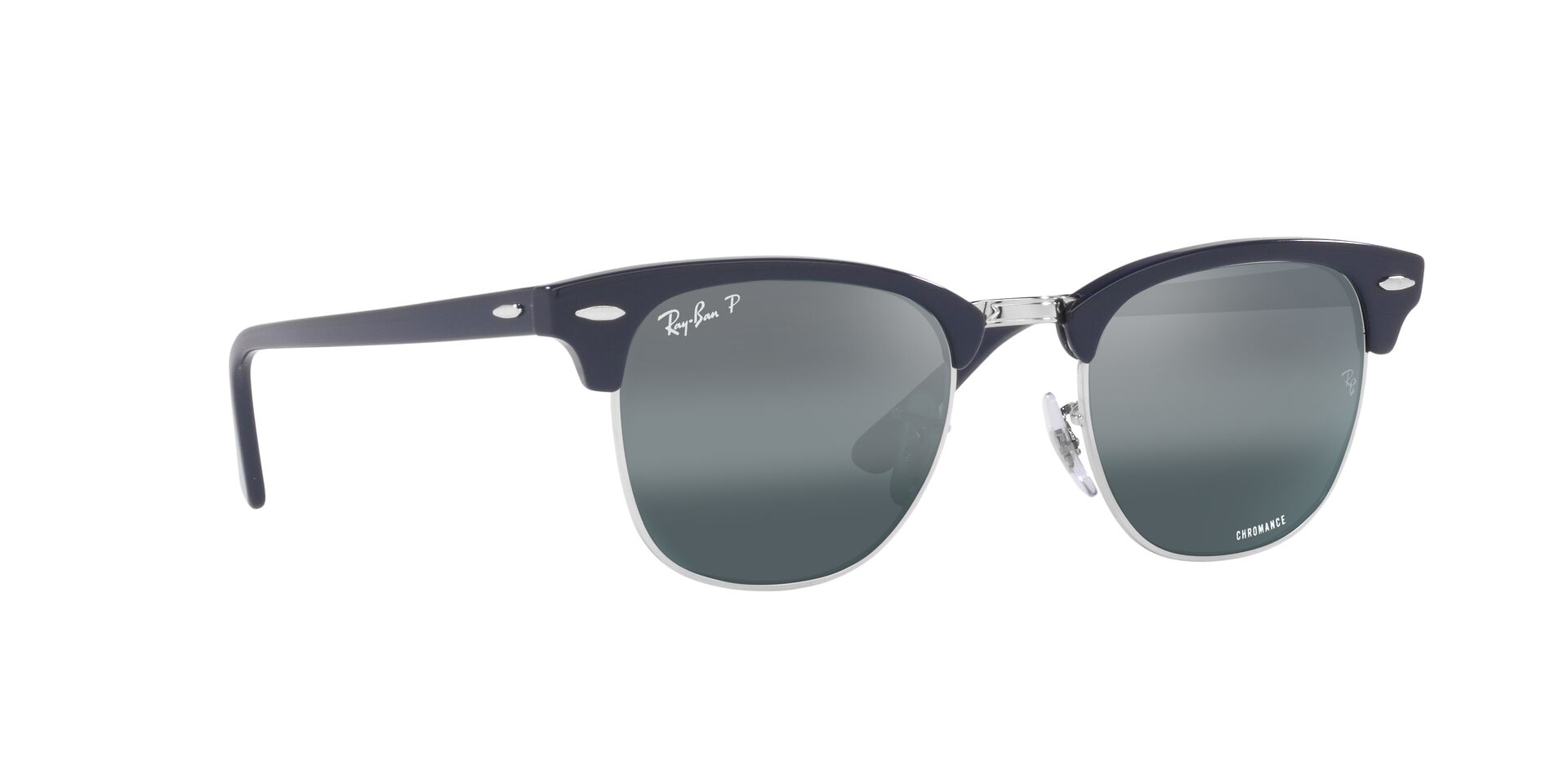 Lente solar Ray-Ban Clubmaster Chromance RB3016 Plateado / Azul Chromance