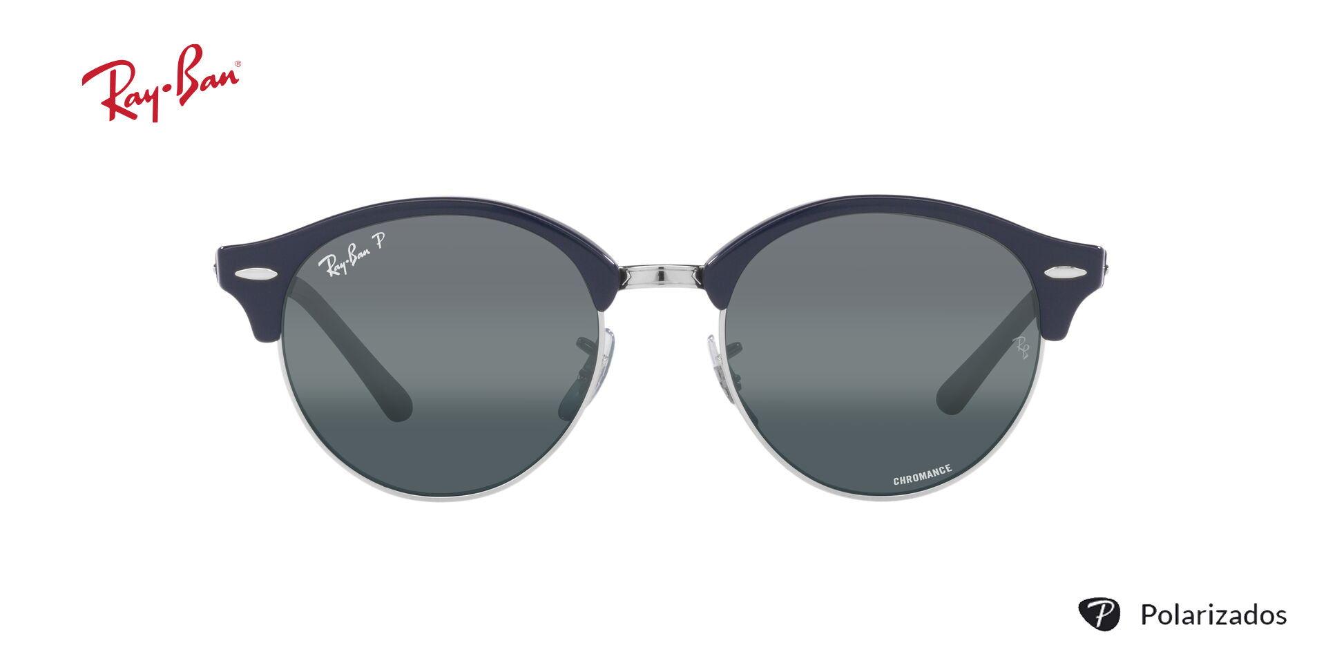 Lente solar Ray-Ban Clubround Chromance RB4246 Plateado / Azul Chromance