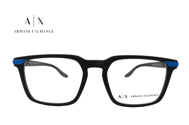 Lente Oftálmico marca Armani Exchange AX3081 Negro con azul mate