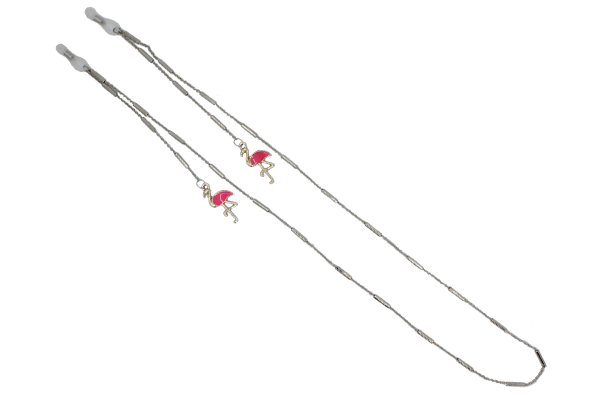 Cadena colgante para lentes plateada flamingos