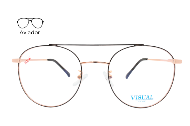 Lente Oftálmico Visual Eyewear METALVS19006 Dorado con negro